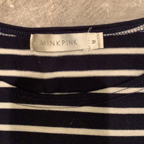 MINKPINK Striped dress leather elbow patches Sz M - Picture 5 of 8